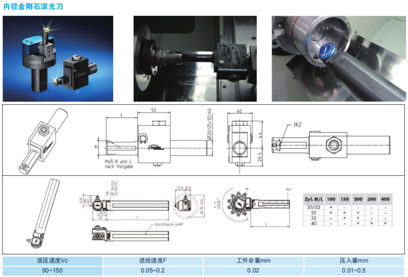 德国宝力士内径金刚石滚压刀具